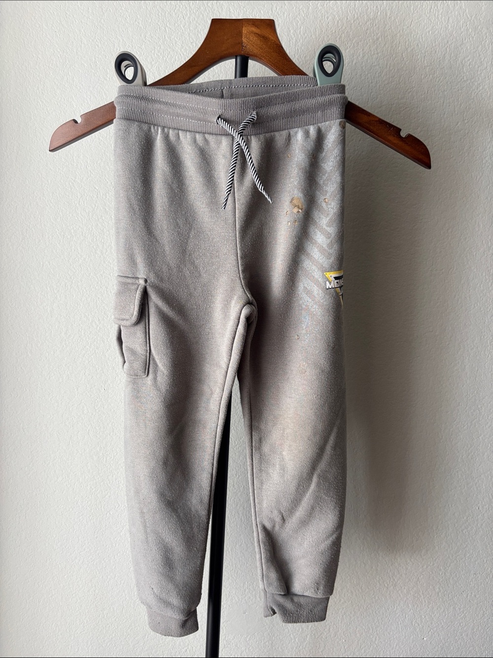 Kids Gray Cargo Joggers with Drawstring Waist
